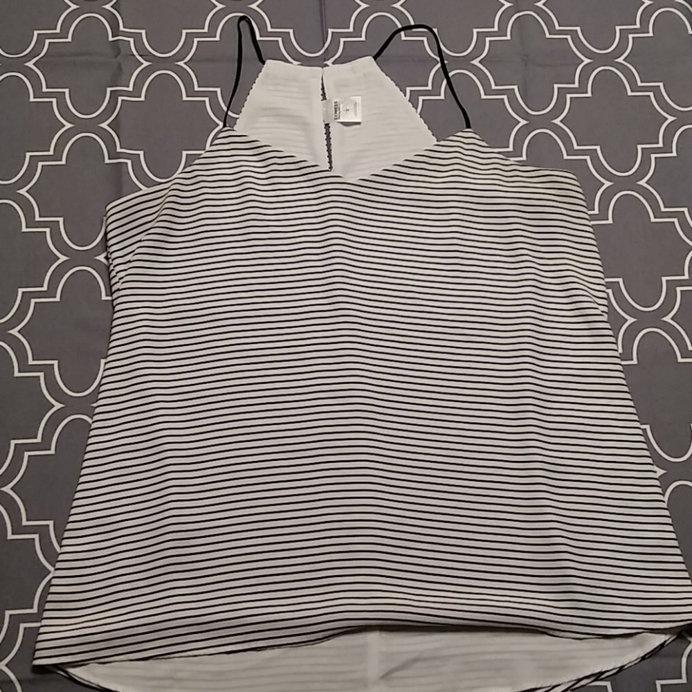 White and black striped top